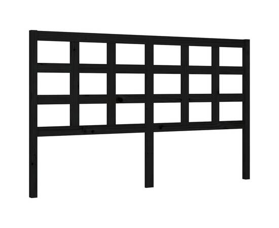 Cadru de pat cu tăblie, negru, lemn masiv, king size 5ft, 8 image