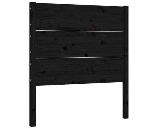 Cadru de pat cu tăblie 3ft, single, negru, lemn masiv, 8 image