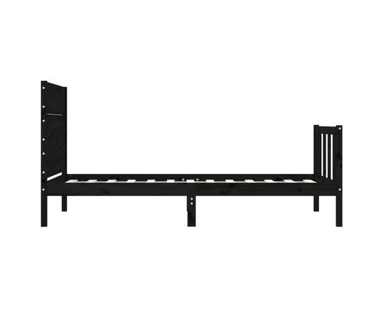 Cadru de pat cu tăblie 3ft, single, negru, lemn masiv, 7 image