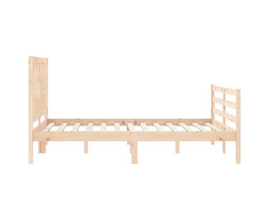 Cadru de pat cu tăblie 4ft, dublu mic, lemn masiv, 6 image