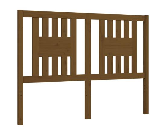 Cadru de pat cu tăblie 4ft, dublu mic, maro miere, lemn masiv, 9 image