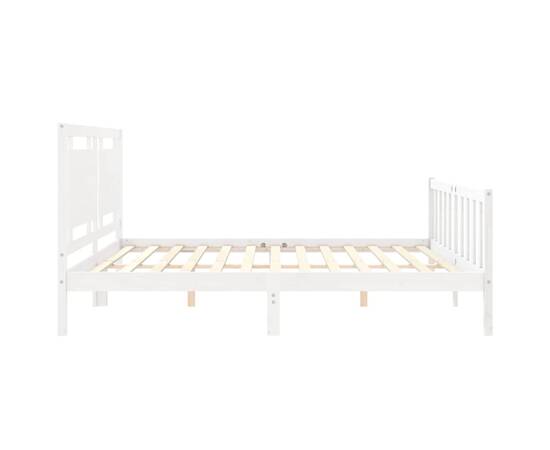 Cadru pat cu tăblie 200x200 cm, alb, lemn masiv, 7 image