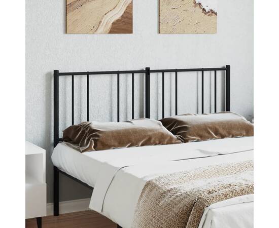 Tăblie de pat metalică, negru, 120 cm, 3 image