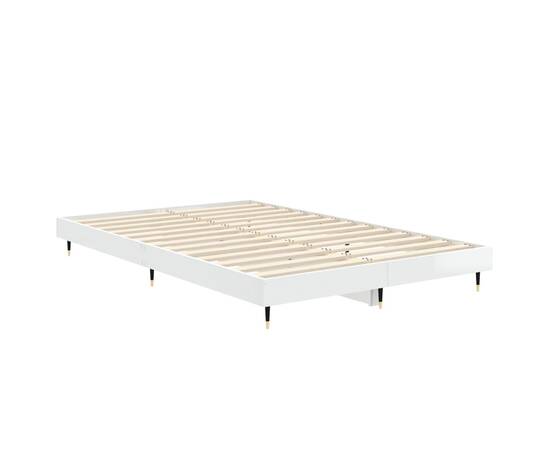 Cadru de pat, alb extralucios, 120x190 cm, lemn prelucrat, 5 image