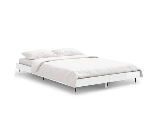 Cadru de pat, alb extralucios, 120x190 cm, lemn prelucrat, 2 image