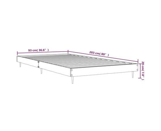 Cadru de pat, gri beton, 90x200 cm, lemn prelucrat, 9 image