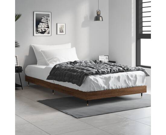 Cadru de pat, stejar maro, 100x200 cm, lemn prelucrat, 3 image