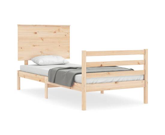 Cadru de pat cu tăblie, 100x200 cm, lemn masiv, 2 image
