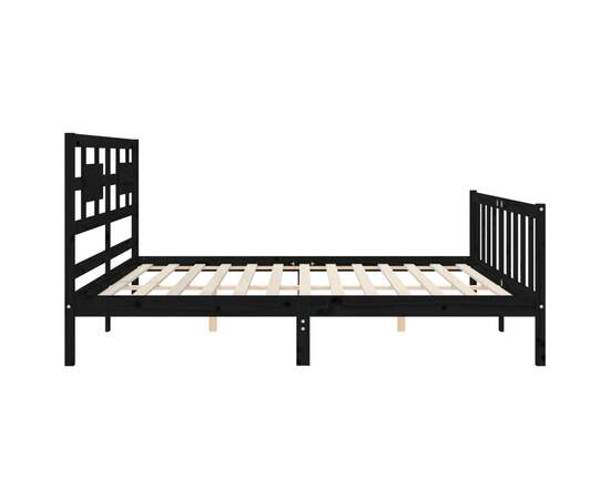 Cadru de pat cu tăblie 6ft super king size, negru, lemn masiv, 7 image