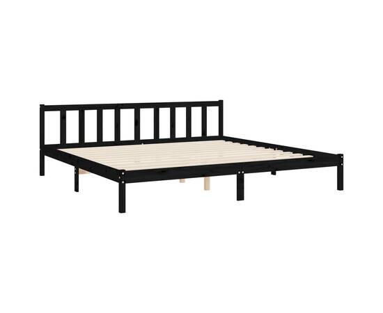 Cadru de pat cu tăblie 6ft super king size, negru, lemn masiv, 8 image