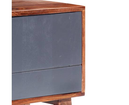Comodă tv, gri, 140 x 30 x 45 cm, lemn masiv de sheesham, 5 image