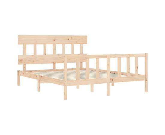 Cadru de pat cu tăblie, lemn masiv, king size 5ft, 5 image