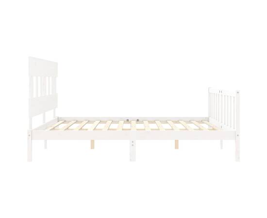 Cadru de pat cu tăblie 6ft super king, alb, lemn masiv, 7 image