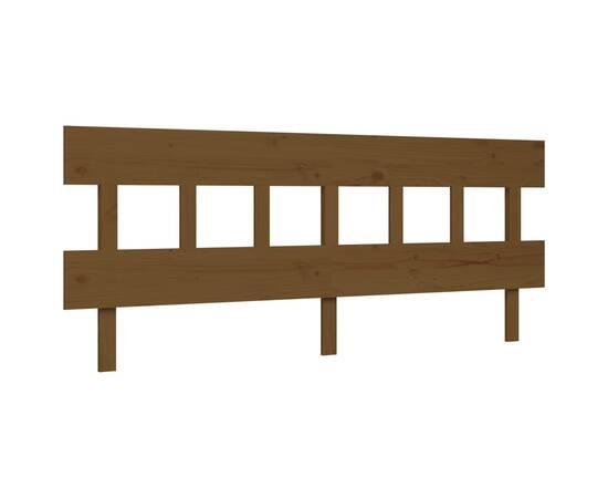 Cadru pat cu tăblie, maro miere, 200x200 cm, lemn masiv, 8 image