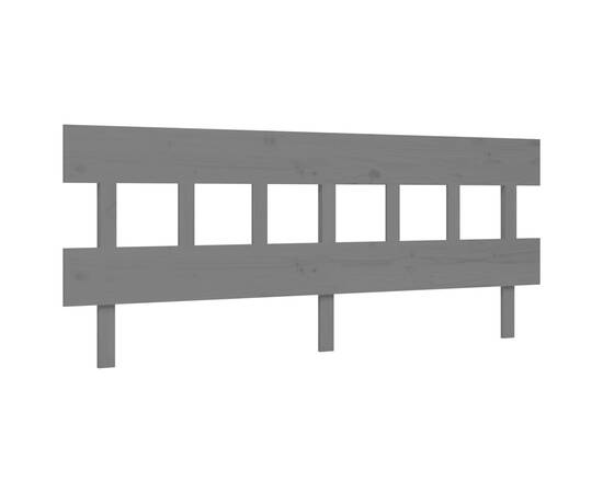 Cadru pat cu tăblie 200x200 cm, gri, lemn masiv, 8 image