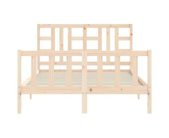 Cadru de pat cu tăblie, 140x190 cm, lemn masiv, 6 image