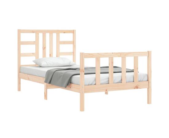 Cadru de pat cu tăblie, 90x190 cm, lemn masiv, 4 image