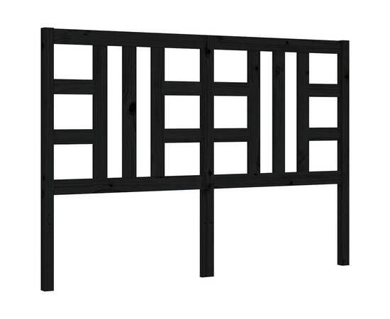 Cadru de pat cu tăblie, negru, 140x190 cm, lemn masiv, 8 image