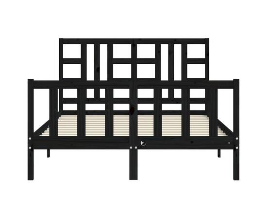 Cadru de pat cu tăblie, negru, 140x200 cm, lemn masiv, 6 image