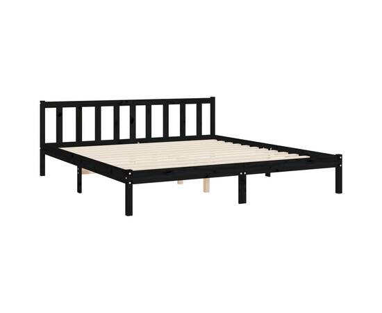 Cadru de pat cu tăblie, negru, 180x200 cm, lemn masiv, 9 image