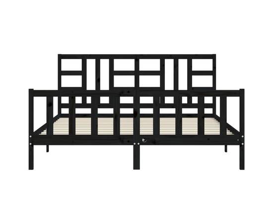Cadru de pat cu tăblie, negru, 180x200 cm, lemn masiv, 6 image