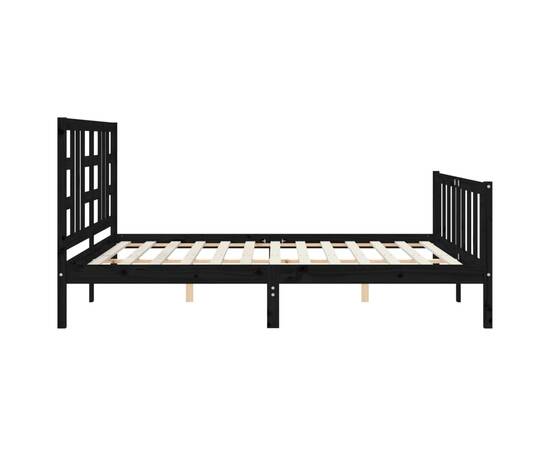 Cadru de pat cu tăblie, negru, 180x200 cm, lemn masiv, 7 image