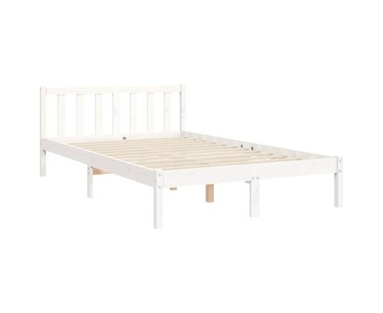 Cadru de pat cu tăblie 4ft, dublu mic, lemn masiv, 9 image