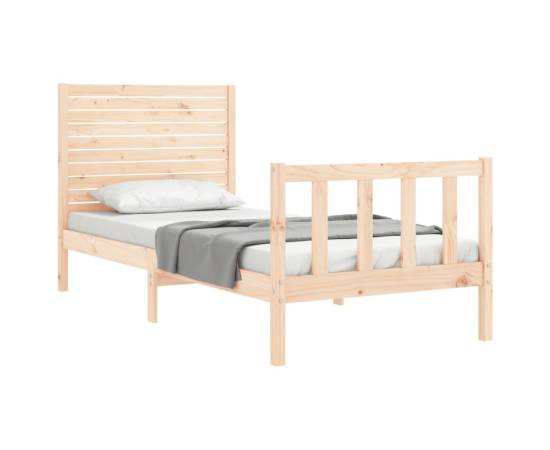 Cadru de pat cu tăblie, 90x200 cm, lemn masiv, 4 image
