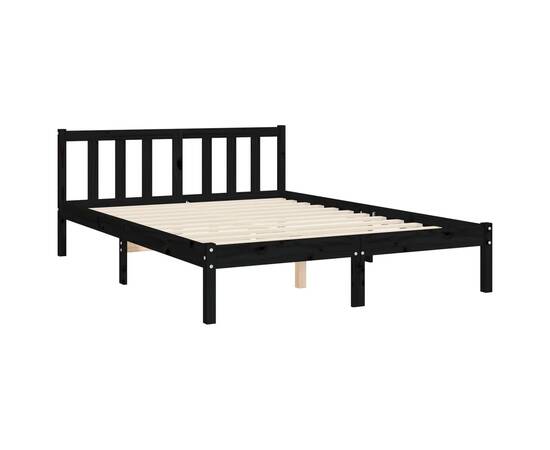 Cadru de pat cu tăblie, negru, 140x200 cm, lemn masiv, 9 image