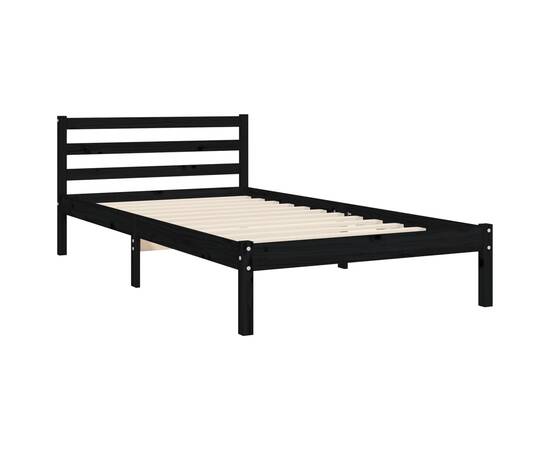 Cadru de pat cu tăblie, negru, 100x200 cm, lemn masiv, 8 image