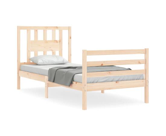 Cadru de pat cu tăblie 2ft6 small single, lemn masiv, 2 image