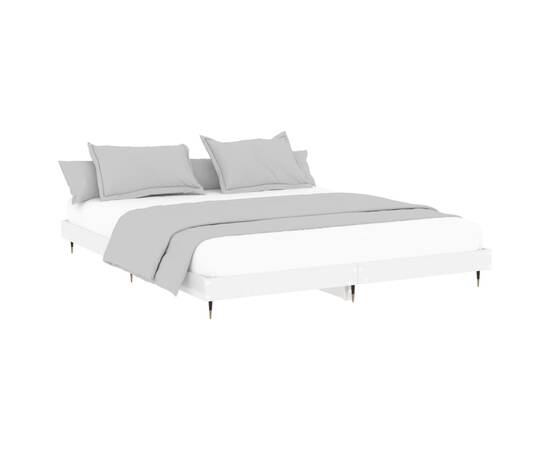 Cadru de pat, alb extralucios, 120x200 cm, lemn prelucrat, 4 image