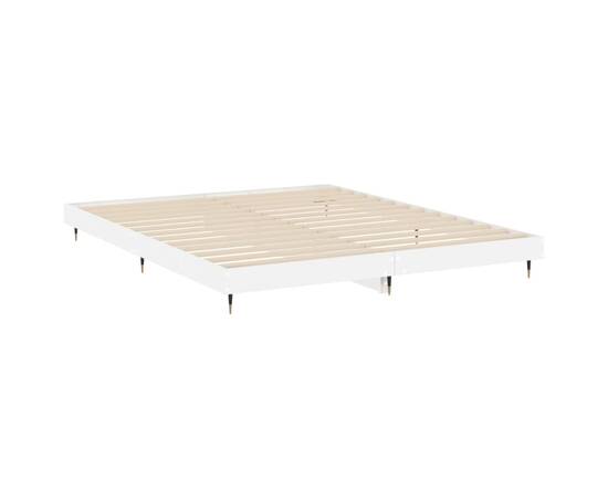 Cadru de pat, alb extralucios, 120x200 cm, lemn prelucrat, 5 image