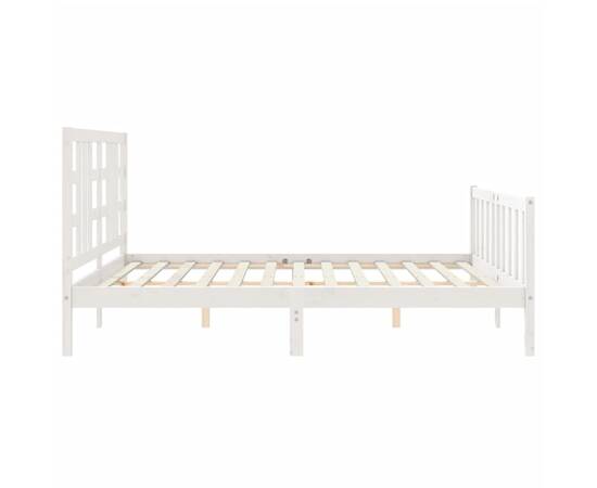 Cadru de pat cu tăblie, alb, 180x200 cm, lemn masiv, 7 image
