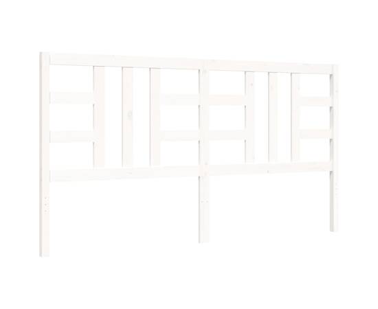 Cadru de pat cu tăblie, alb, 180x200 cm, lemn masiv, 8 image