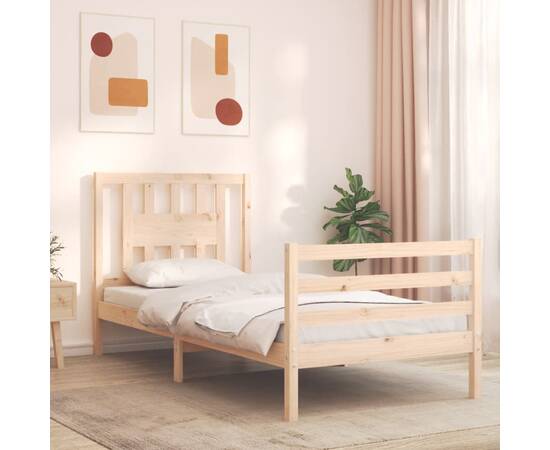 Cadru de pat cu tăblie 3ft, single, lemn masiv
