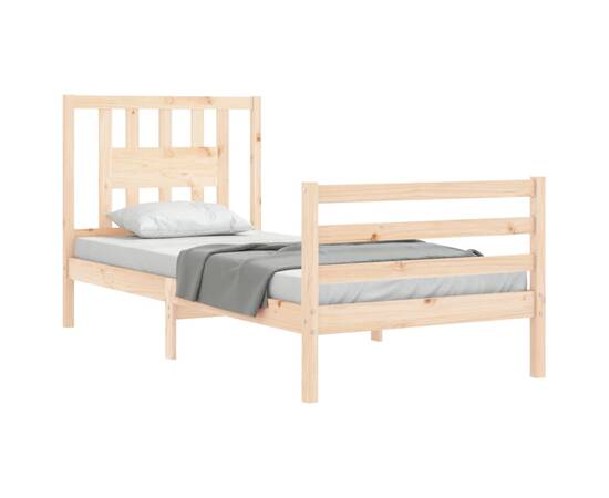 Cadru de pat cu tăblie 3ft, single, lemn masiv, 4 image