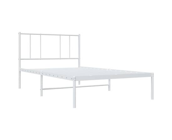 Cadru de pat metalic cu tăblie, alb, 75x190 cm, 5 image