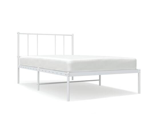 Cadru de pat metalic cu tăblie, alb, 75x190 cm, 2 image