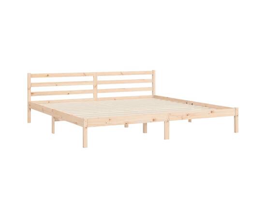 Cadru pat cu tăblie 200x200 cm, lemn masiv de pin, 8 image