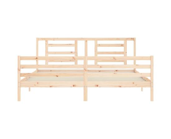 Cadru pat cu tăblie 200x200 cm, lemn masiv de pin, 6 image