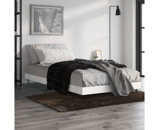 Cadru de pat, alb, 90x200 cm, lemn prelucrat, 4 image