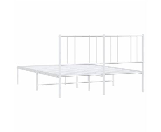 Cadru de pat metalic cu tăblie, alb, 140x190 cm, 8 image