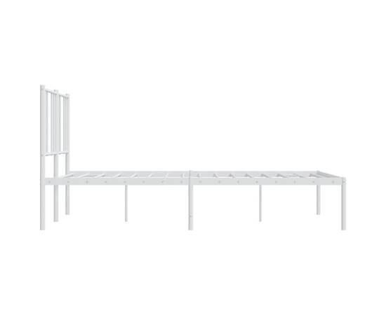 Cadru de pat metalic cu tăblie, alb, 140x200 cm, 7 image