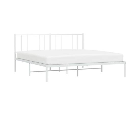 Cadru de pat metalic cu tăblie, alb, 180x200 cm, 3 image