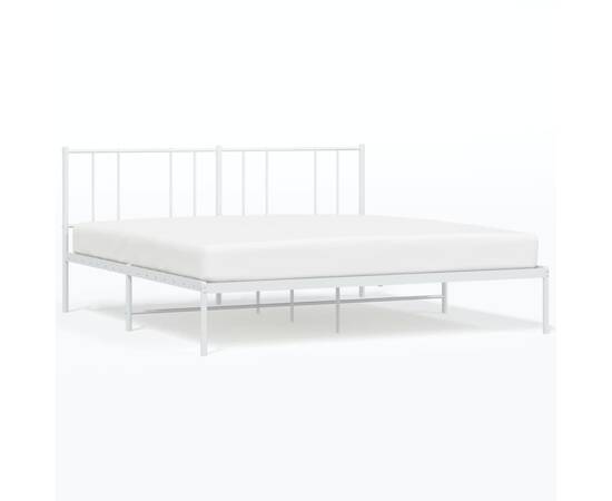Cadru de pat metalic cu tăblie, alb, 183x213 cm, 2 image