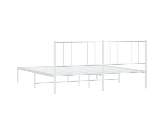 Cadru de pat metalic cu tăblie, alb, 193x203 cm, 8 image