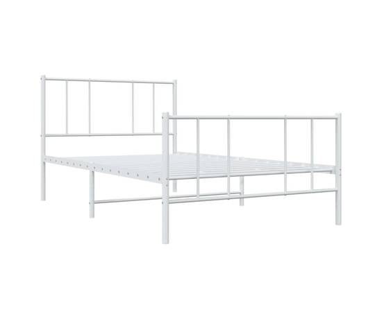 Cadru de pat metalic cu tăblie de cap/picioare, alb, 100x190 cm, 5 image