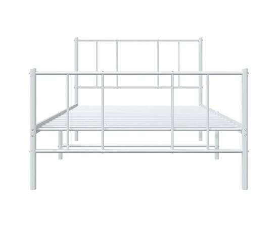Cadru de pat metalic cu tăblie de cap/picioare, alb, 100x190 cm, 6 image