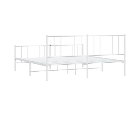 Cadru de pat metalic cu tăblie de cap/picioare, alb, 180x200 cm, 8 image